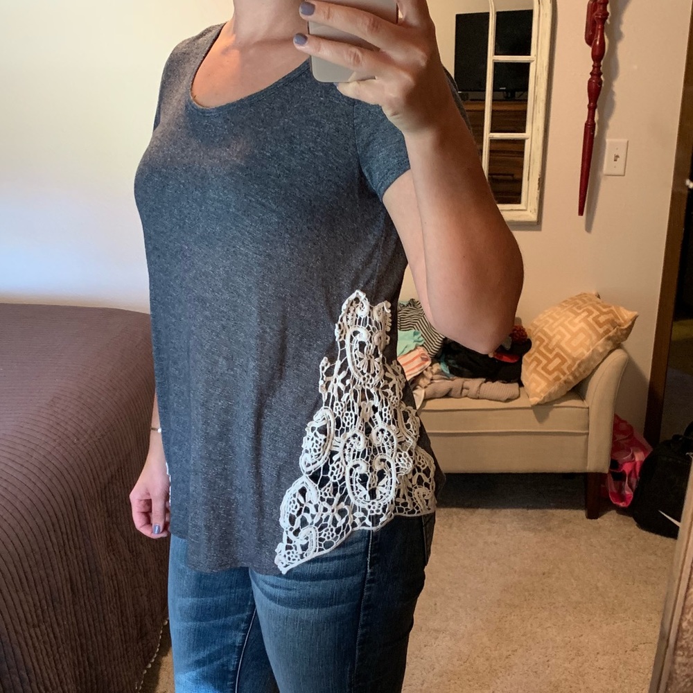 Charming Charlie shirt with lace detail